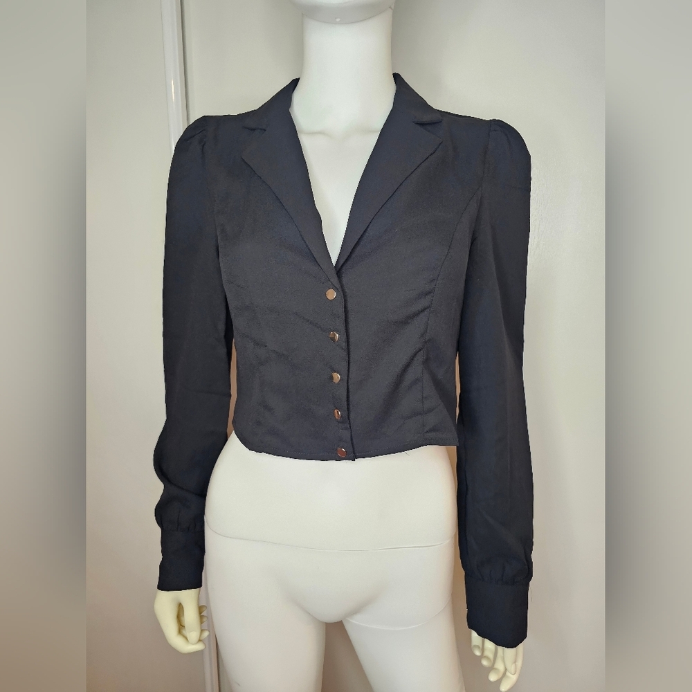 NWT Forever 21 Long Sleeve Gold Button Down Blouse Size S